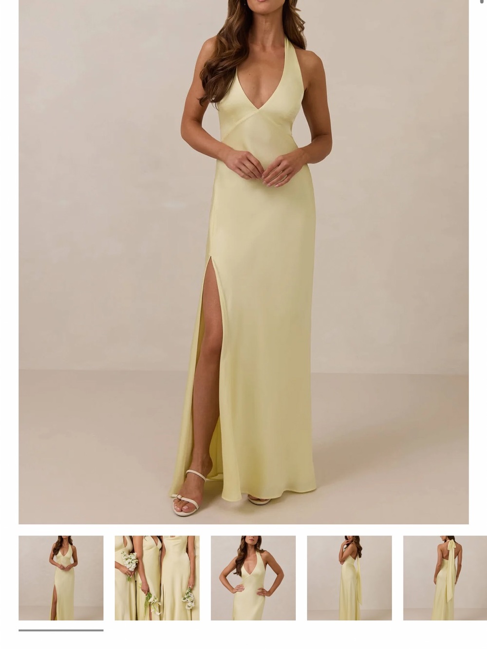 Park & Fifth Pale Yellow Halter V-Neck Maxi Dress